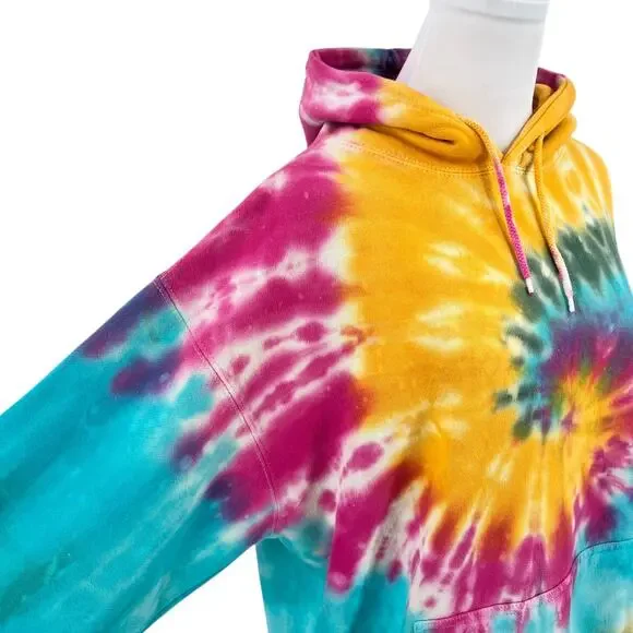 La Detresse Revolve Womens Tropical Tie Dye Hoodie Sweatshirt Size Medium M - Picture 4 of 10